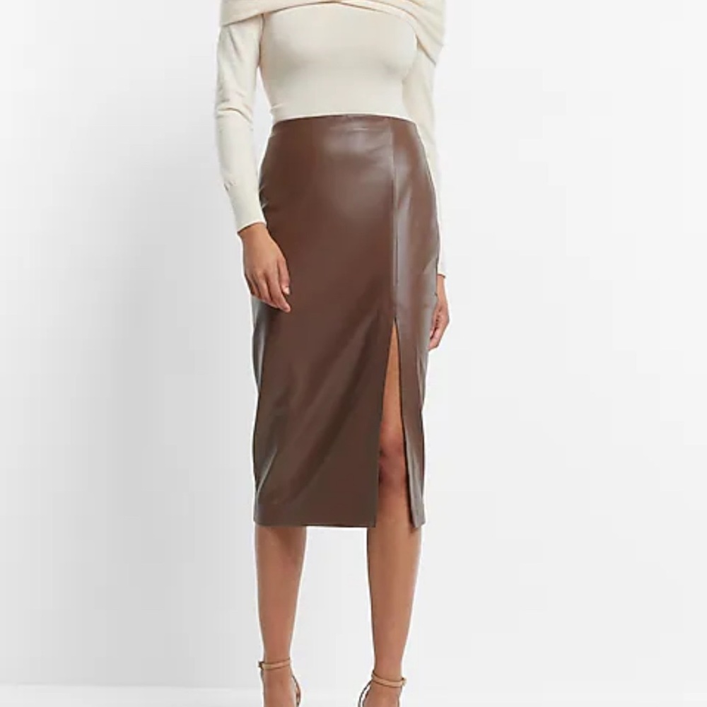 Express  Brown Faux Leather Skirt